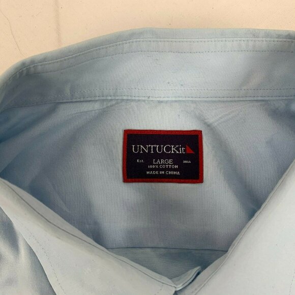 Untuckit Shirt Mens Size L Blue Button Up Long Sleeve Wrinkle Free - Picture 5 of 5